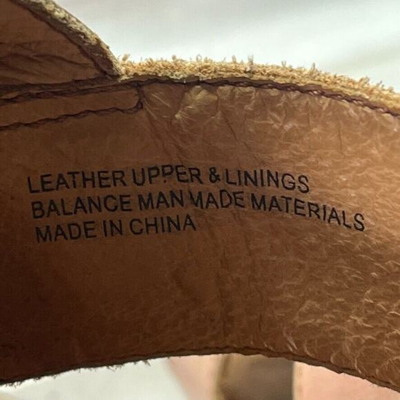 Born Sandals Women 9M Tan Leather Wedge With Ankle Strap Cushioned Comfort Lined - Picture 9 of 12